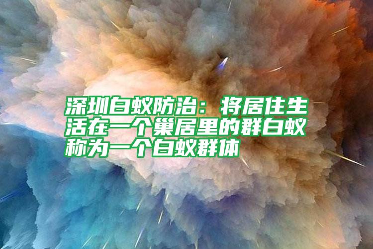 深圳白蟻防治：將居住生活在一個(gè)巢居里的群白蟻稱為一個(gè)白蟻群體