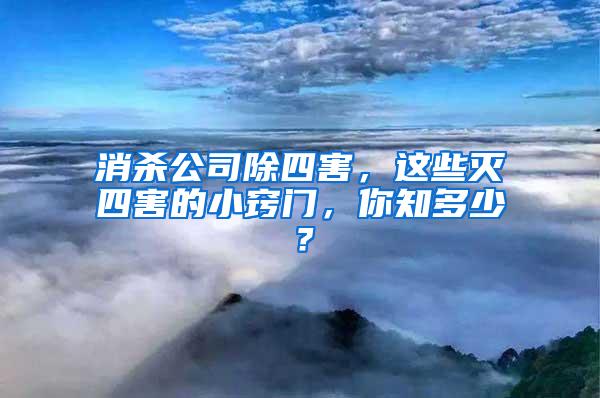 消殺公司除四害，這些滅四害的小竅門，你知多少？